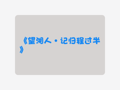 {望湘人·记归程过半}