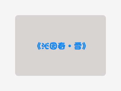 {沁园春·雪}