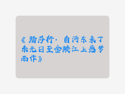 {踏莎行·自沔东来丁未元日至金陵江上感梦而作}