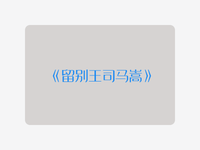 {留别王司马嵩}