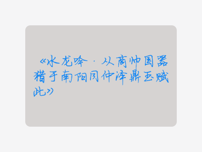 {水龙吟·从商帅国器猎于南阳同仲泽鼎玉赋此}